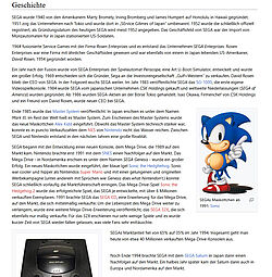 SEGA-Geschichte beginnt hier 1940 bei Marty Bromely: gleich mehrere Fehler im ersten Satz und nie richtiggestellt...