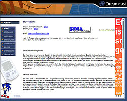 Impressum: Kristian als Webmaster, Ertan als zweiter Mann. Das SEGA-Network steht als E-Mail Ansprechadresse dabei. 