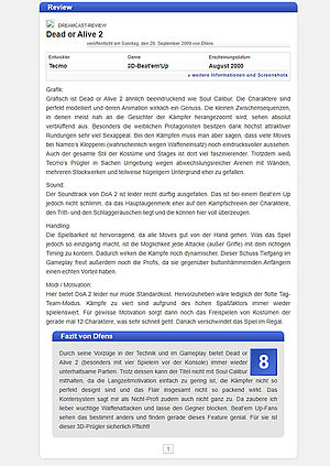 Dreamcast Dead or Alive 2 Review von Dfens: Grafik, Sound, Handling, Motivation, Fazit. Insgesamt 356 Wörter Review.
