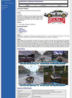Game Info: Sega Rally 2 mit Informatonen, Screenshots, VMU-Einsatz und mehr