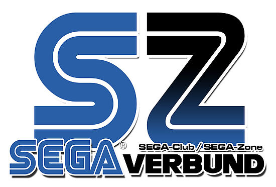 Logo des Verbunds: ein blau-schwarzes Logo als Übergang von den Buchstaben S zum Z und SEGA-Club / SEGA-Zone Verbund Schriftzug