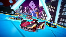 Rennstrecke mit Shadow, Sonic, Rouge, Omega, Tails und Knuckles