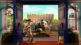 Zwei Panda vor dem Museum