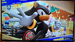 Gewinnerschild nach dem Grand Prix: Shadow siegt!