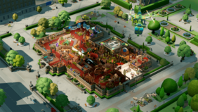 Vogelperspektive: Blick auf das Museum und die begrünte Umgebung innerhalb der Stadt