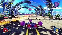 Sonic mit drei Stachel-Wisps um sich herum