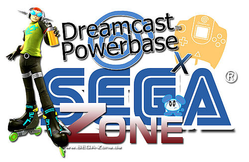 DCP-Logo mit SEGA-Zone Logo und Dreamcast-Charakteren