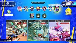 Egg-Grand-Prix: Cup-Übersicht über die bereits gesammelten roten Münzen, hier fehlen noch drei Stück