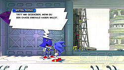 Sonic trifft auf Metal Sonic im weißen Raum
