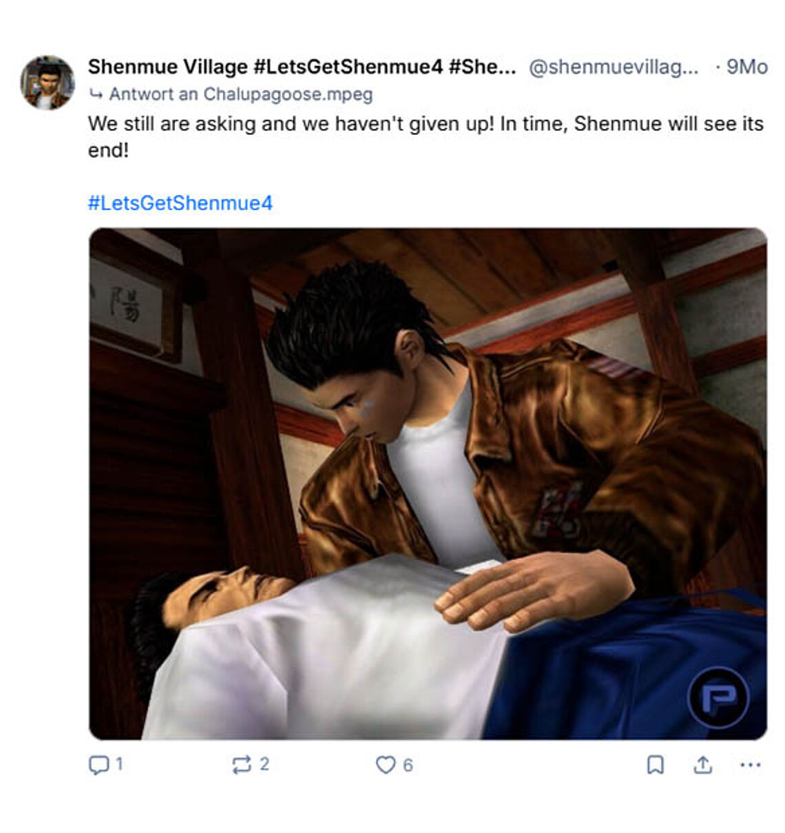 We still are asking and we haven't given up", heißt es mit einer Ryo Szene, als er seinen Vater hält