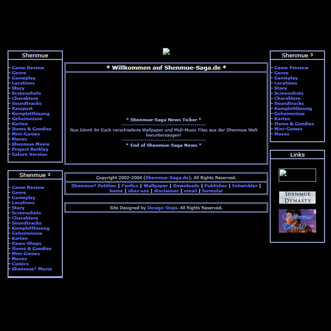 Shenmue-Saga Version 2004: schwarz mit blauem Menü