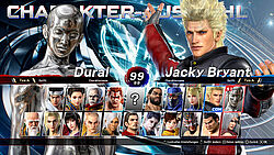 Charakterauswahl: hier mit Dural und Jacky Bryant