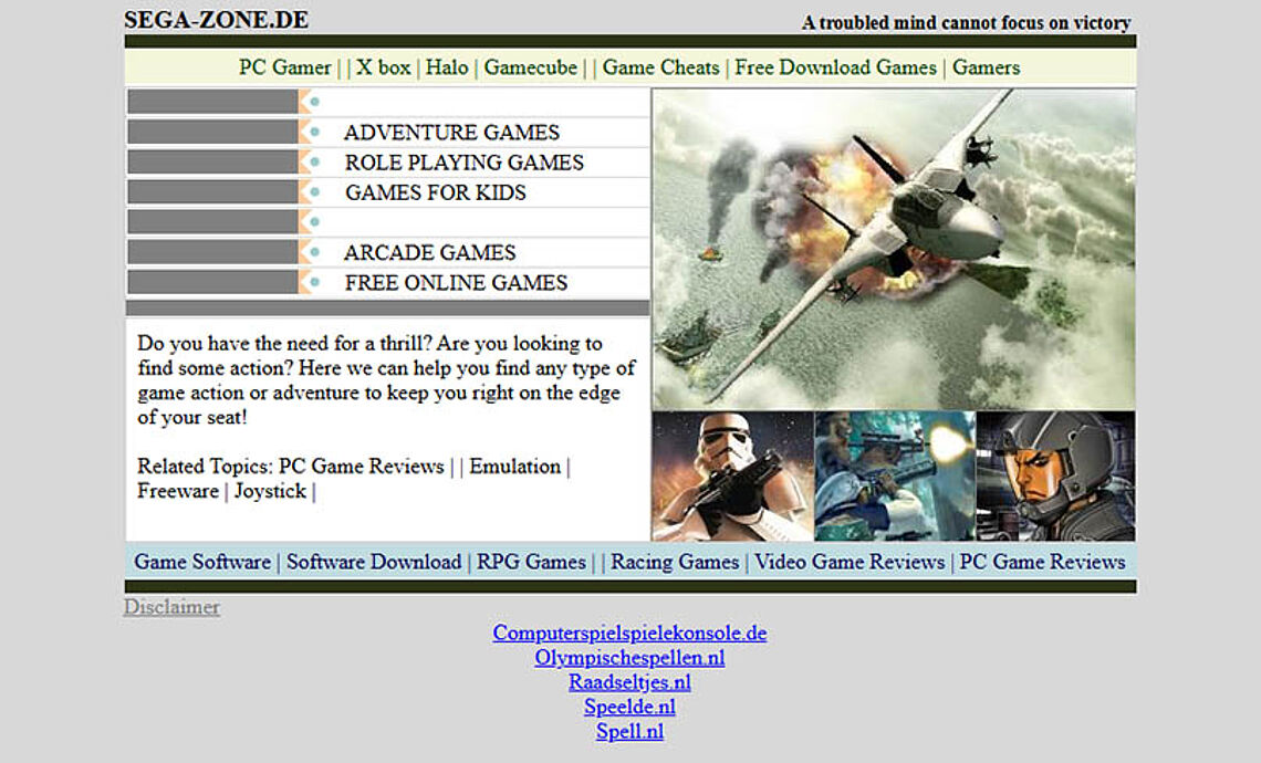 Sega-Zone.de mit Links zu anderen Plattformen