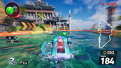 Amy zischt quasi über die Wasseroberfläche, um Platz 1 einzuholen