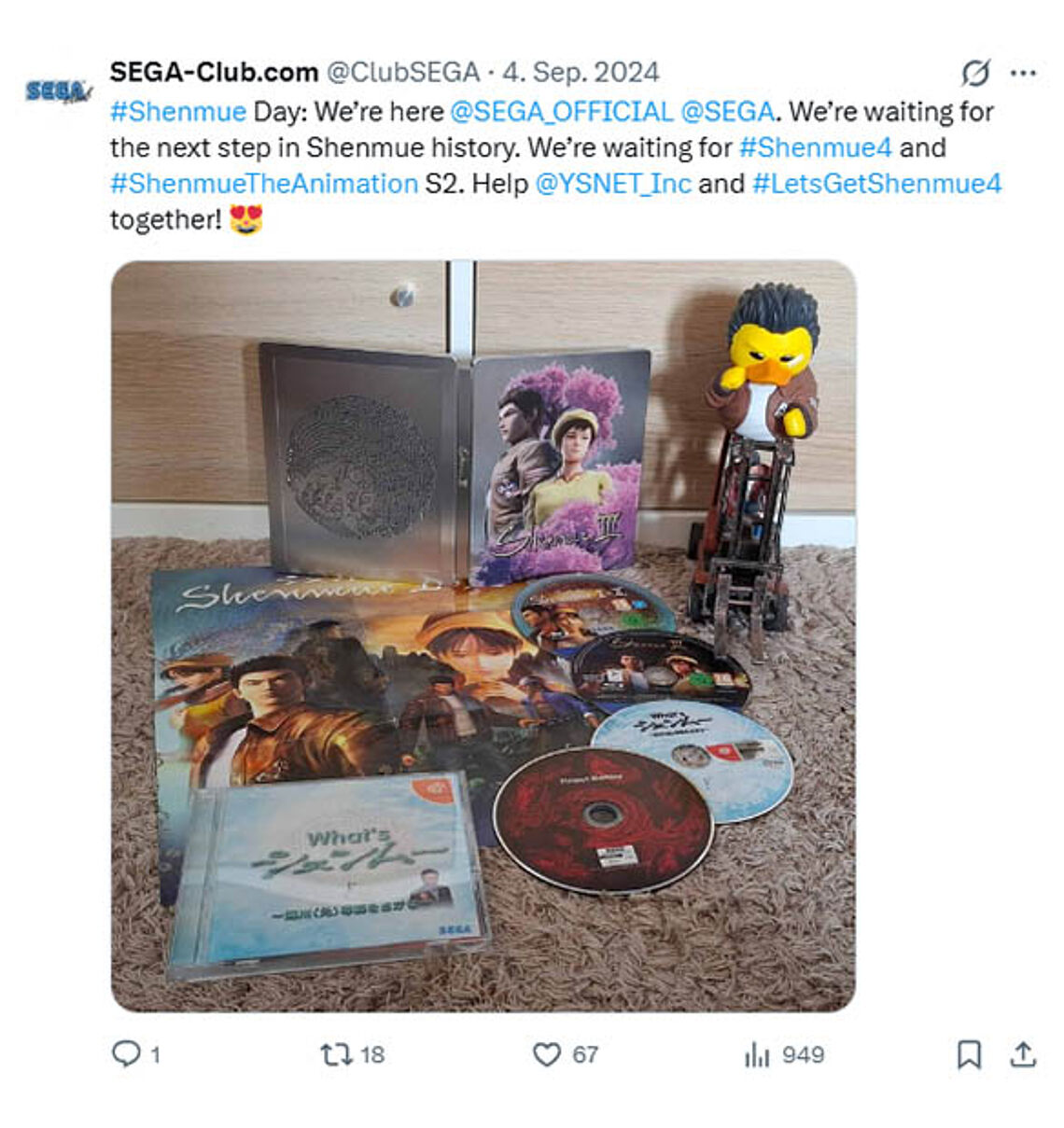 Shenmue 3 Steelbook und Discs zu Shenmue 1+2, Shenmue 3, Project Berkley und What's Shenmue