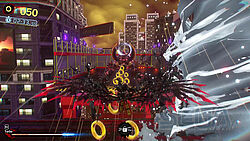 Shadow nutzt seine Doom Wings und fliegt an Wirbelstürmen einer Ringketten folgend zur nächsten Plattform