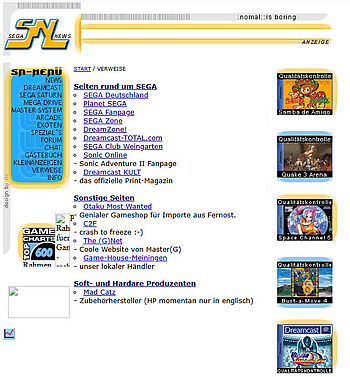 Verweise auf Planet-SEGA, Sega Club Weingarten, SEGA-Zone, Dreamcast-Total und mehr...