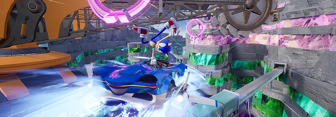 Sonic mit Stunts während der Luftfahrt