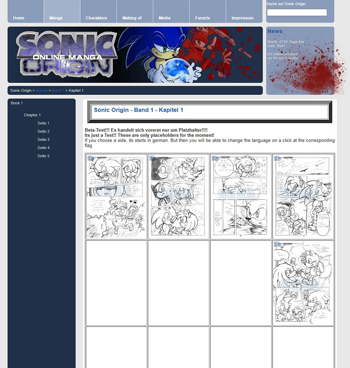 Band 1 Kapitel 1: bislang nur fünf Seiten eingetragen
