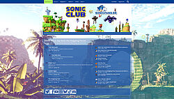 Green Hills: Green Hill Zone im Background und die Logos von SONIC Club und Sonicfans.de im Header