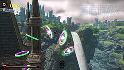 Shadow fliegt durch verschiedene Speedringe, im Hintergrund das riesige Schloss der Kingdom Valley