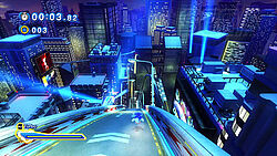 Laufbahn hinab zu den Wolkenkratzern der Stadt Station Square