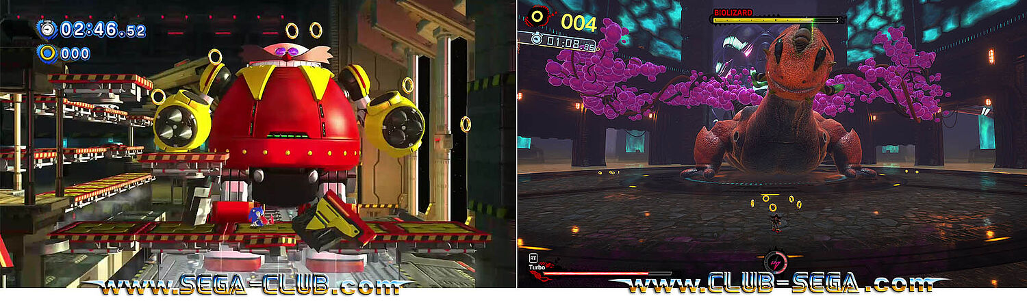 Doppelbild: Death Egg Robot aus Sonic 2 sowie der Biolizard aus Sonic Adventure 2