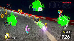 Grüne Schleimflecken behindern die Sicht, nur schnelle Bewegungen mit dem linken Stick lassen diese kleiner werden...