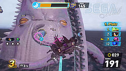 Zazz fliegt über das Meer mit einem riesigen Kraken vor sich sowie einem goldenen Reise-Ring