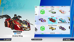 Klassenauswahl: Stärke, Turbo, Tempo, Beschleunigung und Handling