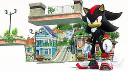 Shadow vor der City Escape Zone, kurz bevor er auf Sonic trifft zum Duell